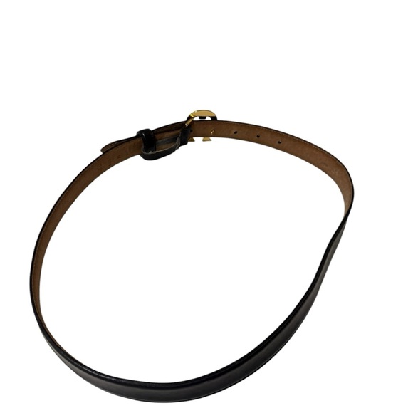 Etienne Aigner Leather Belt medium size Buckle Skinny Navy Blue Vtg - Picture 9 of 11